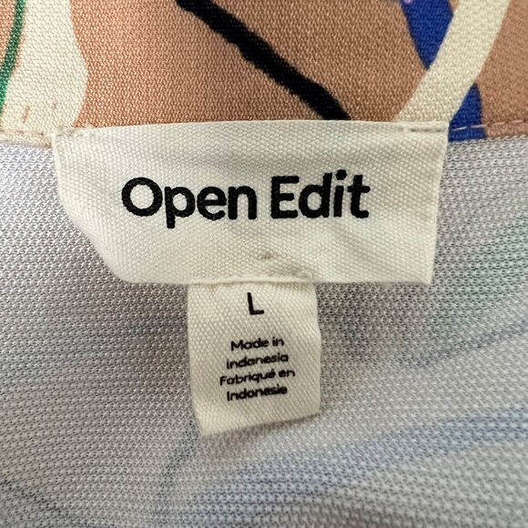 Open Edit Womens Long Sleeve Tiered Babydoll Dress Abstract Graphic Print size L - Picture 14 of 16